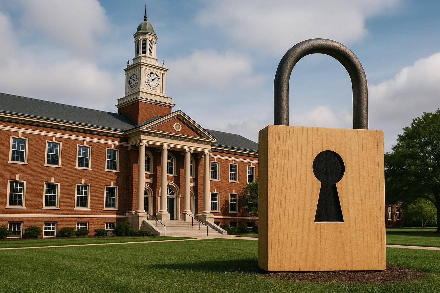 University campus buildings symbolizing academic trust and institutional credibility