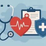 Stethoscope and healthy foods on table highlighting men's preventative health awareness