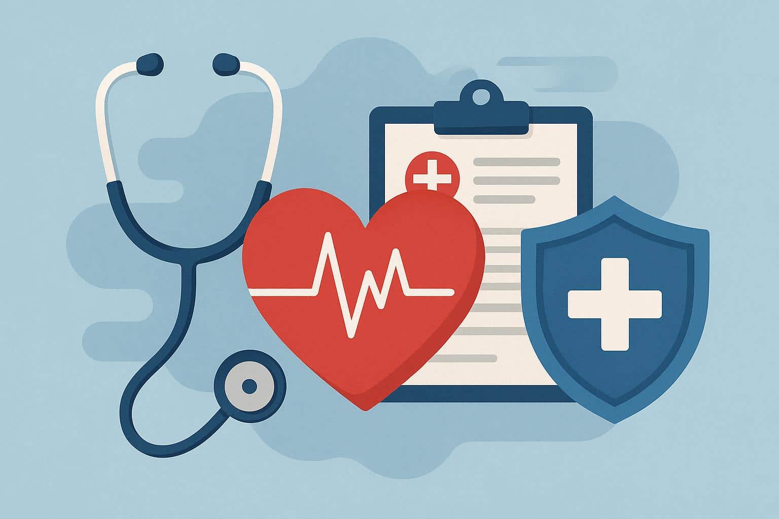 Stethoscope and healthy foods on table highlighting men's preventative health awareness