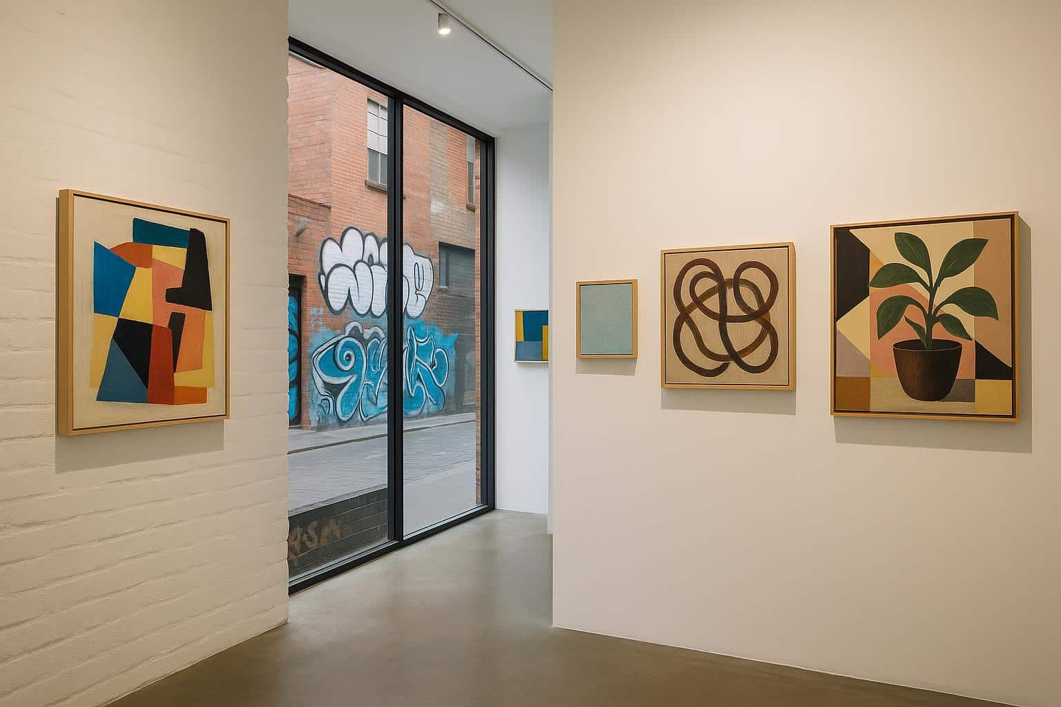 Contemporary Melbourne art gallery showcasing local artworks and vibrant creative culture