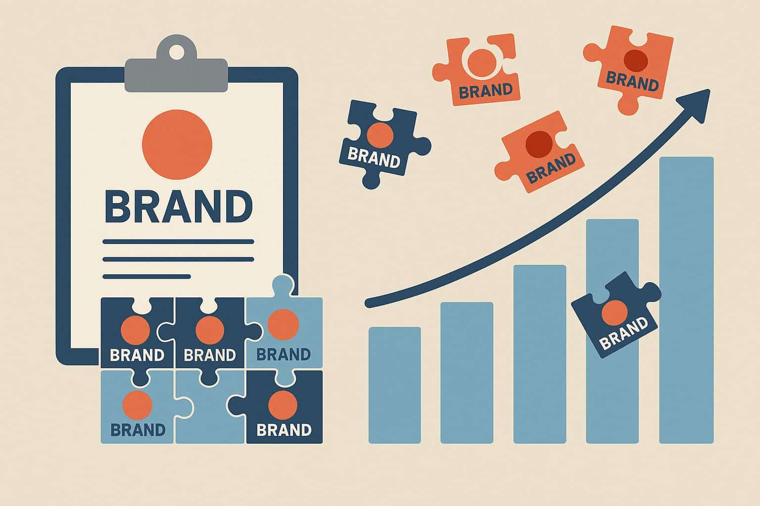 Abstract visual of growing company logos illustrating challenges in maintaining consistent branding