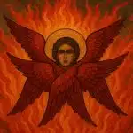 Six-winged seraphim angel surrounded by radiant light representing holiness and divinity