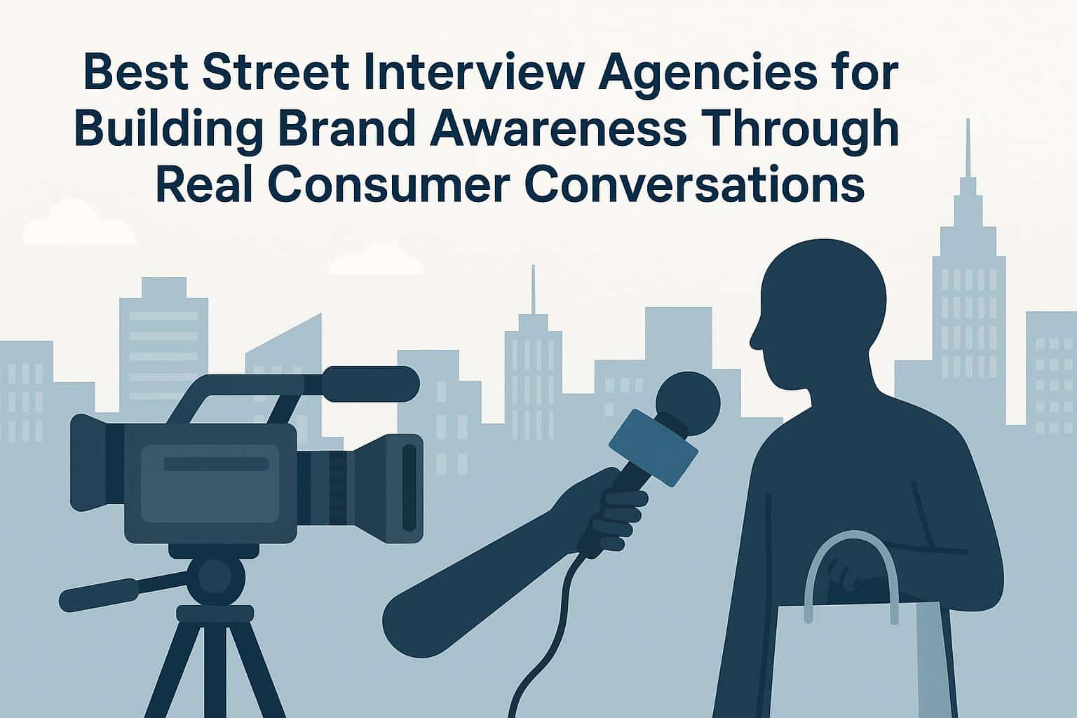 Street interviewer engaging with consumers to boost brand awareness for marketing agencies