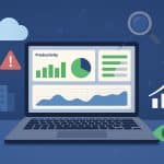 Remote team productivity analytics dashboard showcasing visibility and output metrics with Controlio
