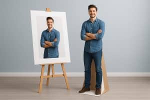 Custom cardboard cutouts of celebrities and events from top U.S. manufacturers on display