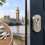 Banham lock being installed on a London residential front door for enhanced home security